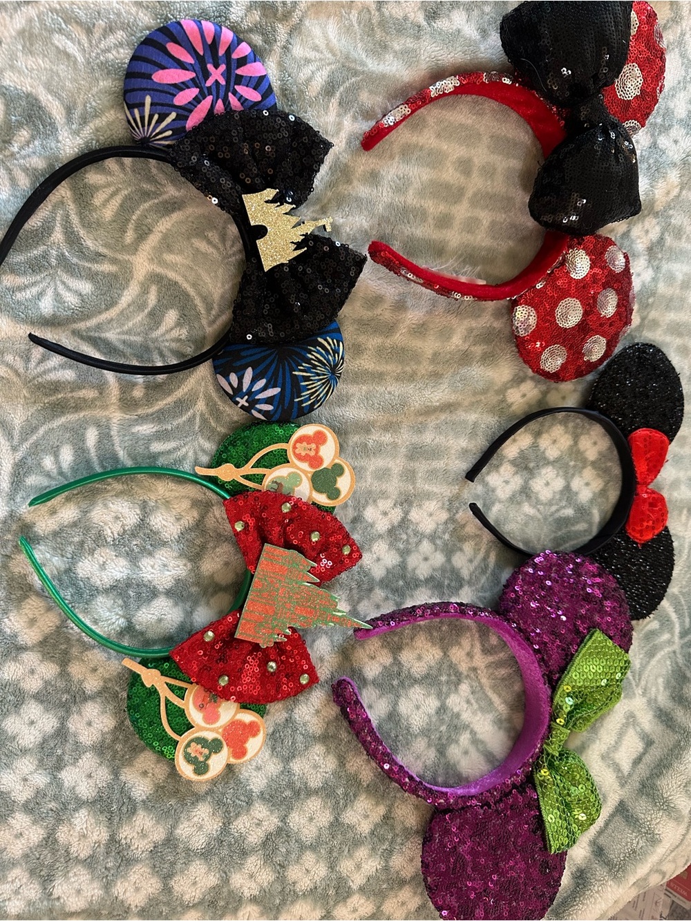 Disney Sequin Mouse Ear Headband Set - Purple, Red, Black, Green, Blue